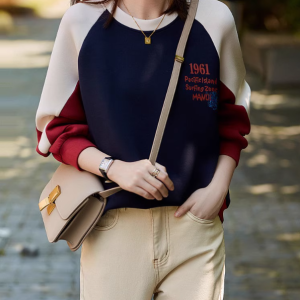 Alternative view of Tri-Color Pullover Winter 2025 Edition: Slim-Fit Raglan Crewneck – Fleece Lined & Color-Blocked