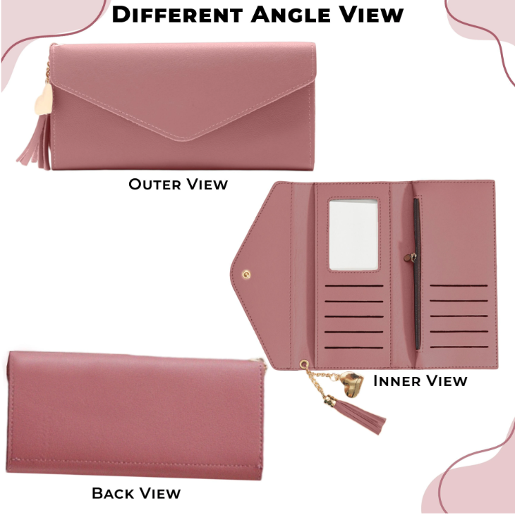 The "Sweetheart" Tassel Wallet | Minimalist Long Clutch with Heart Charm - Image 6