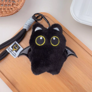 Black cat plush with bat wings (Midnight Meow Shadow)